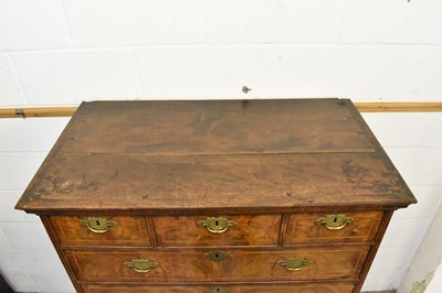 Lot 1421 - Early 18th century walnut feather banded chest on stand