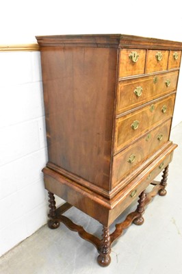 Lot 1421 - Early 18th century walnut feather banded chest on stand