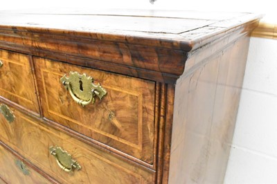 Lot 1421 - Early 18th century walnut feather banded chest on stand