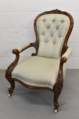 Lot 1423 - Victorian button upholstered armchair