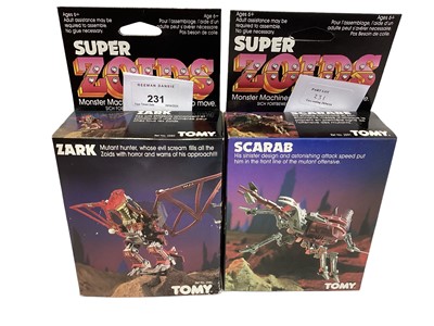 Lot 231 - Tomy (1984-1986) Super Zoids Zillion No.2592, Kannon No.2592. Zark No.2580 & Scarab No.2591, boxed (4)