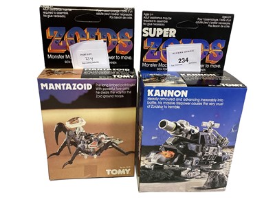 Lot 234 - Tomy (1984-1986) Super Zoids Kannon No.2592 & Zoidstazoid No.2579 & Zaton No.2582, boxed (4)