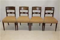 Lot 1522 - Set of four Regency mahogany and brass inlaid...