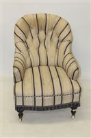 Lot 1523 - Victorian upholstered deep armchair, button...