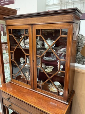 Lot 1528 - Edwardian limed mahogany and satinwood crossbanded display cabinet