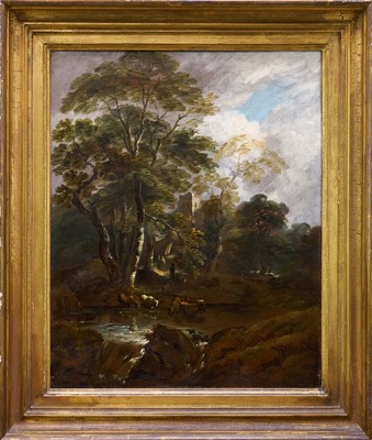 Lot 1118 - Thomas Barker of Bath (1769-1847) oil on canvas - Cattle Wattering in Wooded Landscape, 78cm x 62cm, in gilt frame