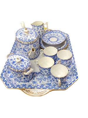 Lot 272 - Blue Crown Derby tea set with tray