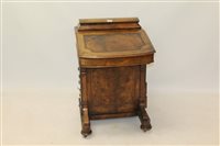 Lot 1527 - Victorian figured walnut and inlaid davenport...