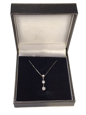 Lot 54 - Diamond three stone pendant with three graduated round brilliant cut diamonds in 18ct white gold setting