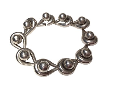 Lot 61 - Gucci silver bracelet, the heavy solid silver links with ball and loop design, signed Gucci.