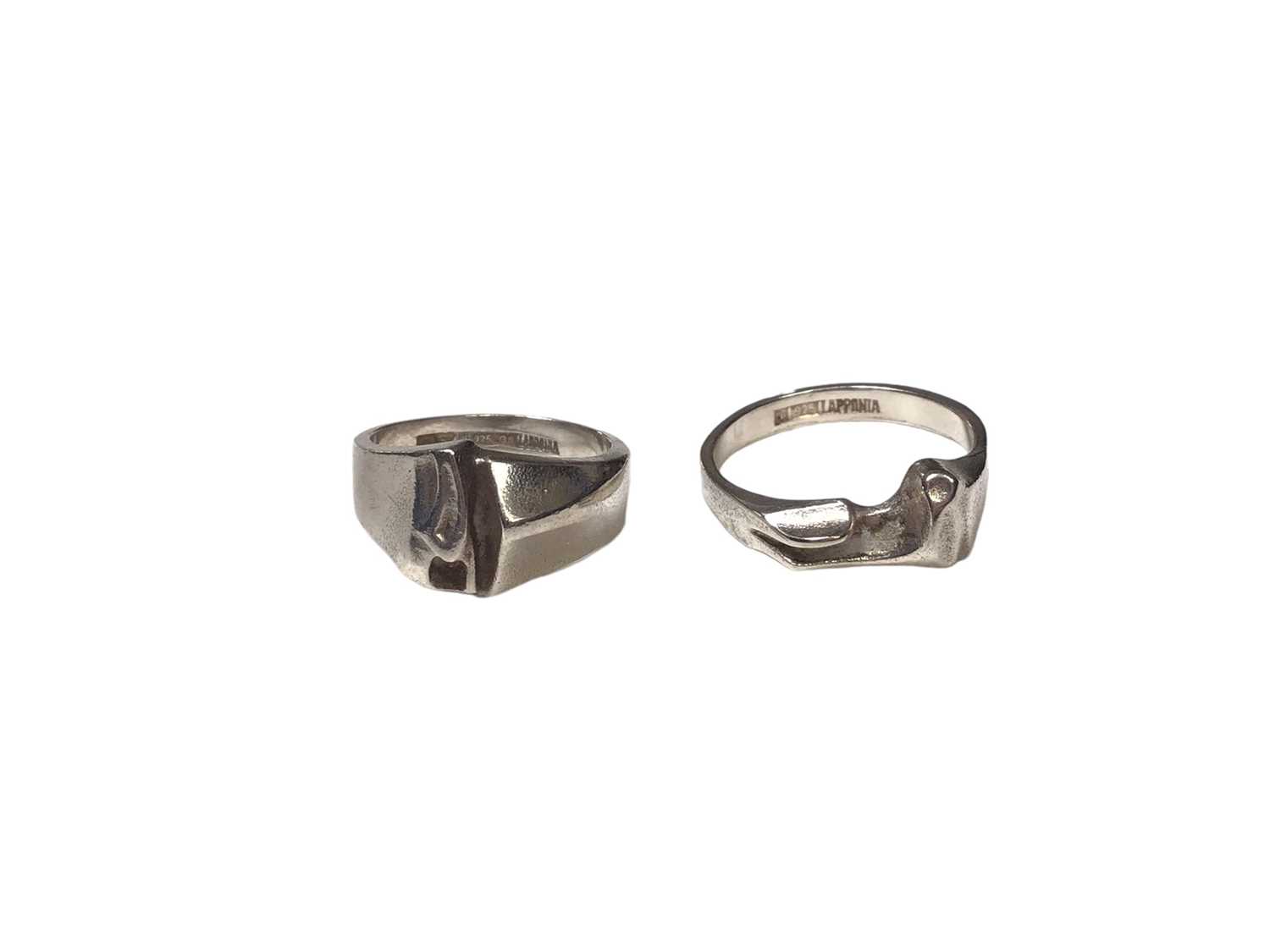 Lot 64 - Two Bjorn Weckstrom for Lapponia matt finished sterling silver rings