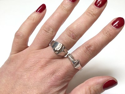 Lot 64 - Two Bjorn Weckstrom for Lapponia matt finished sterling silver rings
