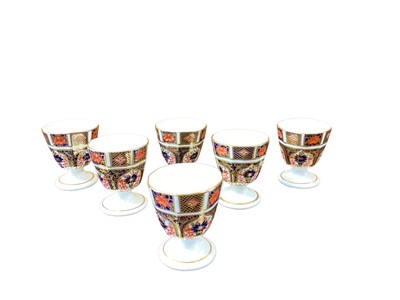 Lot 1134 - Rare set of six Royal Crown Derby Imari pattern 1128 egg cups (discontinued)