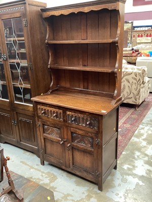 Lot 1305 - Oak Old Charm-style dresser with carved decoration 90cm wide, 177cm high