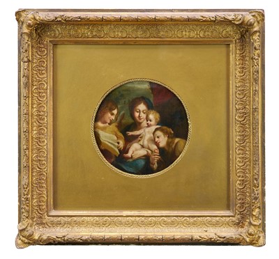 Lot 909 - After Antonio da Corregio (1516-1564) oil on canvas - Madonna of St Jerome, tondo, 24cm, in glazed gilt frame, 60cm x 62cm overall