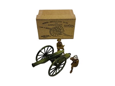 Lot 242 - Crescent Toys 25 Pounder Field Gun No.1250 & 18 Pounder Field Gun No.1249, plus Horse Artillery Gun with two soldiers, all boxed (3)