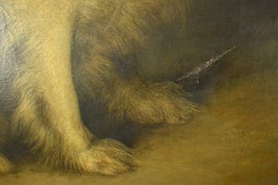 Lot 896 - Stephen Taylor (act. 1806-1812) oil on canvas, portrait of a dog, 'Carlo', signed, inscribed and dated 1831, 74.5cm x 89.5cm, in gilt frame