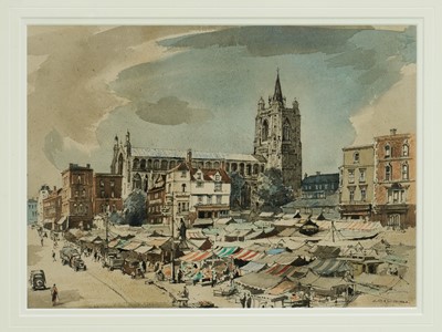 Lot 1250 - *Arthur Edward Davies (1893-1989) watercolour - Norwich Market