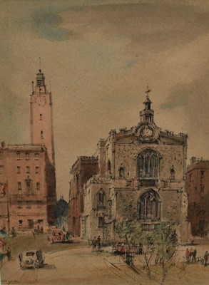 Lot 1249 - *Arthur Edward Davies (1893-1889) watercolour - Guildhall, Norwich