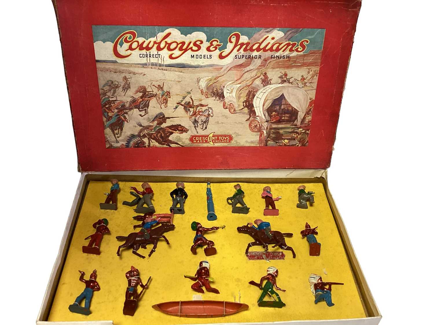 Lot 244 - Crescent Toys diecast Cowboys & Indians Set, boxed (lid poor & base slight damage) (1)