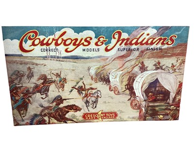 Lot 244 - Crescent Toys diecast Cowboys & Indians Set, boxed (lid poor & base slight damage) (1)