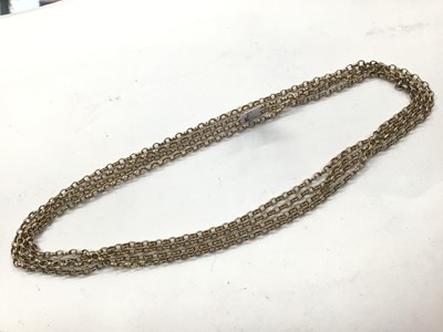 Lot 1029 - 9ct gold long guard chain