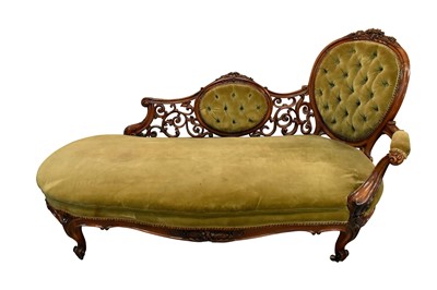 Lot 1426 - Victorian walnut framed chaise longue