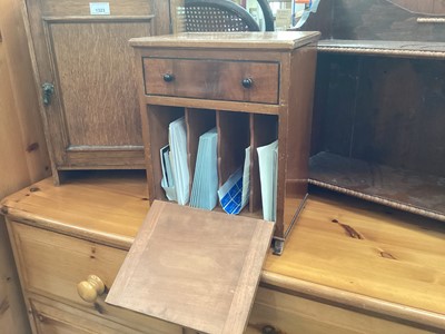 Lot 1323 - 1920s mahogany stationary cabinet, oak medicine cupboard and small open shelf unit (3)