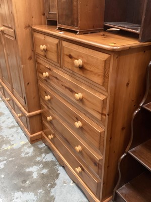 Lot 1324 - Modern pine chest of two short and four long drawers with bun handles 102cm wide, 131cm high