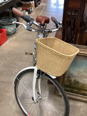 Lot 11 - Ladies Raleigh Caprice bicycle with wicker basket and brown leather saddle