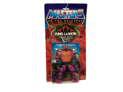 Lot 258 - Mattel (c1985) Masters of the Universe Tung Lashor 5" action figure, on card (splitting to bottom edge) with bubblepack (1)