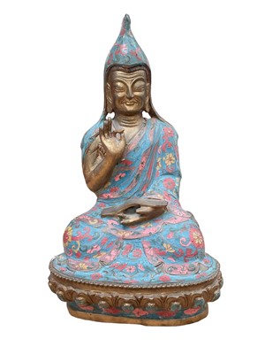 Lot 18 - Tibetan cloisonné Buddha, 37cm high