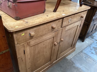 Lot 1355 - Antique pine sideboard with two draws and pair of panelled doors