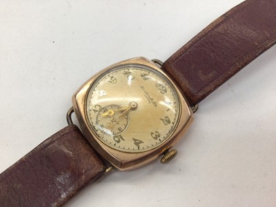 Lot 1076 - Vintage 9ct gold cased wristwatch, three other watches and a powder compact