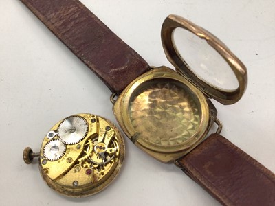Lot 1076 - Vintage 9ct gold cased wristwatch, three other watches and a powder compact