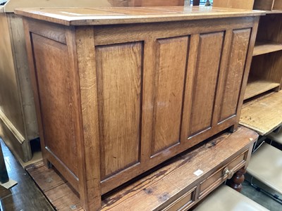 Lot 1337 - 1930s panelled oak coffer with rising lid 95.5cm wide, 37cm deep, 61cm high