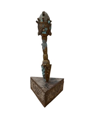 Lot 20 - Tibetan ritual dagger/Phurba on stand, total height 35cm