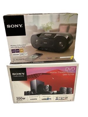 Lot 4 - Sony DVD home theatre system DAV-TZ135 together with a Sony wireless CD Boombox