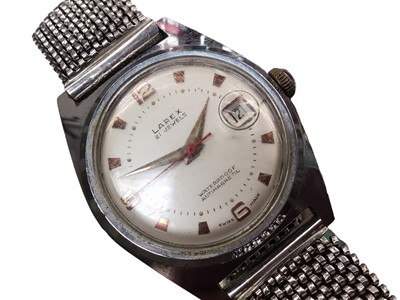 Lot 1034 - 1950s/60s Larex gentlemen's stainless steel calendar wristwatch on expandable strap