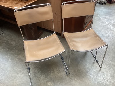 Lot 1338 - Set four Italian Mid Century-style dining chairs with chrome frames and leather seats and backs