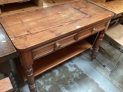 Lot 1339 - Victorian pine washstand with two drawers and undertier 104cm