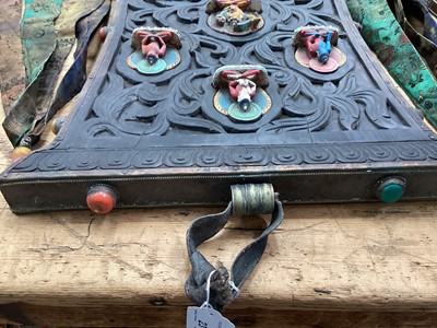 Lot 23 - Tibetan temple altar/shrine with silk embroidered tassels, 52cm high