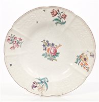Lot 2 - 18th century Chelsea plate with moulded floral...