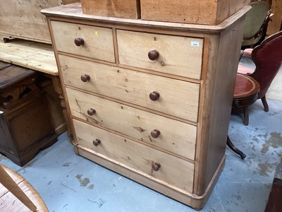 Lot 1342 - Victorian pine chest of two short and three long drawers on platform base 119cm wide, 120cm high, 52cm deep