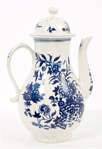 Lot 4 - 18th century Worcester blue and white coffee...