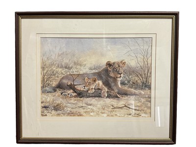 Lot 183 - Katy Sodgan (contemporary) watercolour, set of four African wildlife scenes, signed, glazed frames