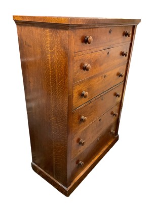 Lot 1442 - Early 19th century brown oak narrow secretaire chest