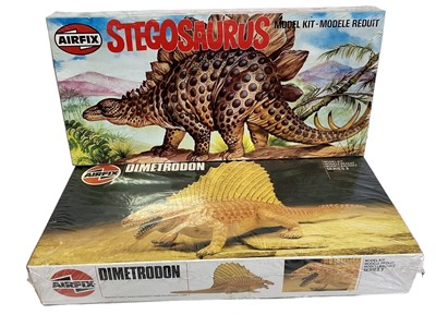 Lot 304 - Airfix Series 3 Stegosaurus No.3803 & Dimetrodon No.9 03805 Dinosaur plastic model kits, sealed boxes (2)