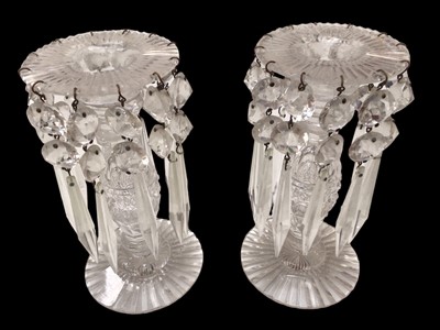 Lot 122 - Pair of cut glass lustres