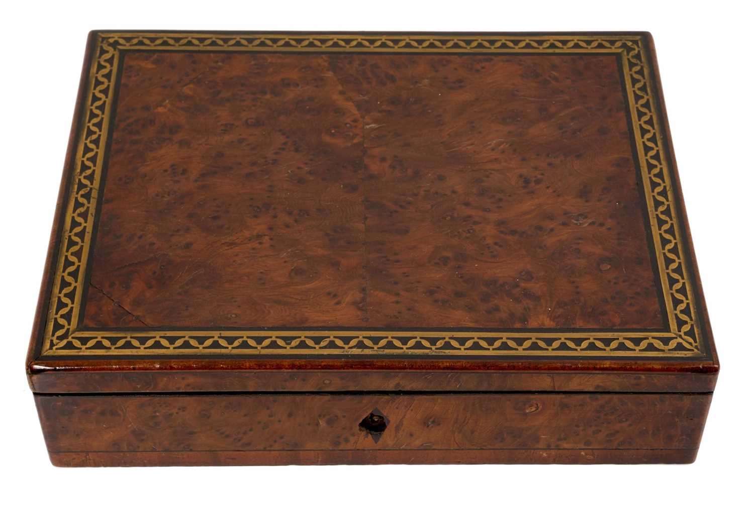Lot 961 - Regency burr yew brass inlaid box